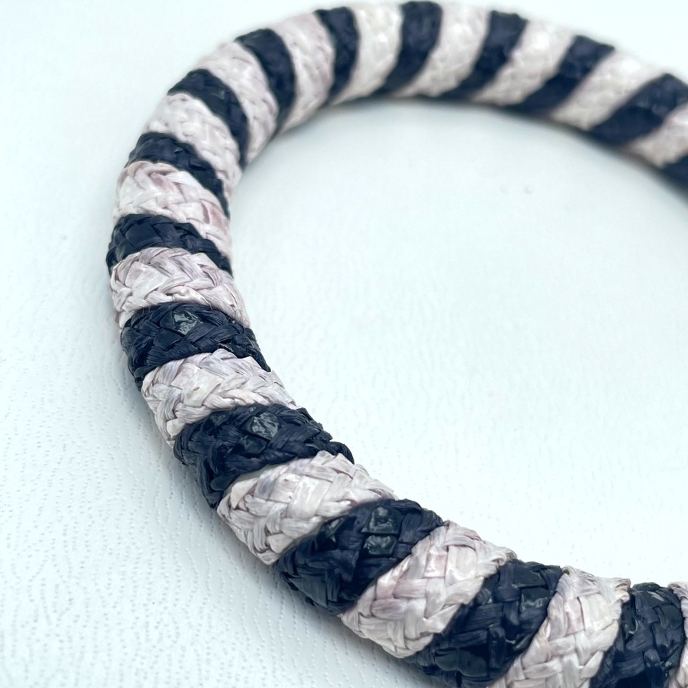 Bohemian Black White Eco-Chic Thin Woven Braided Rope-Style Bangle Bracelet - Picture 7 of 14